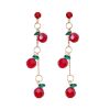 Red Crystals Rose Drop Earrings - Image 2