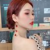 Red Crystals Rose Drop Earrings - Image 3