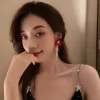 Red Flower Crystal Earrings - Image 2