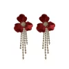 Red Flower Crystal Earrings - Image 5