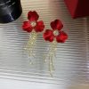 Red Flower Crystal Earrings - Image 4