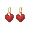 Red Matte Finish Heart Drop Earrings - Image 3