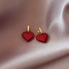 Red Matte Finish Heart Drop Earrings - Image 4