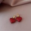 Red Matte Finish Heart Drop Earrings - Image 6