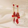 Red Petals Drop Earrings  - Image 2