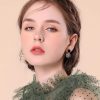 Rhinestone Black Square Drop Earrings - Image 3