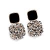 Rhinestone Black Square Drop Earrings - Image 4
