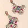 Rhinestone Butterfly Design Drop Earrings - Image 4