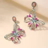 Rhinestone Butterfly Design Drop Earrings - Image 2