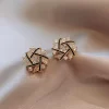 Round Cyclonic Stud Earrings - Image 2