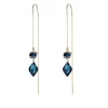 Royal Blue Fox Gem Pendant Fringe Earrings - Image 3
