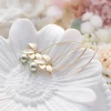 Sage Green Pearl Gold Orchid Flower Earrings - Image 3