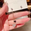 Shiny Simple Love Tassel Peach Heart Earrings - Image 2