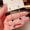 Shiny Simple Love Tassel Peach Heart Earrings - Image 3
