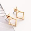 Square Gold Ear Jacket Stud Earrings - Image 3