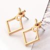 Square Gold Ear Jacket Stud Earrings - Image 2