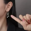 Star Ear Climber With Crystal Chain Earrings - Image 2