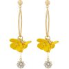 Summer Long Yellow Flower Pendant Earrings - Image 2