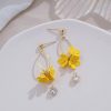 Summer Long Yellow Flower Pendant Earrings - Image 3
