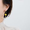 Summer Long Yellow Flower Pendant Earrings - Image 4