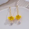Summer Long Yellow Flower Pendant Earrings - Image 5
