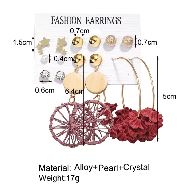 Trendy Gold Metal Earrings Set - Image 2