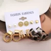 Trendy Leopard Print Type-C Dangle Earring Set - Image 2