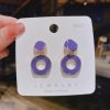 Trendy Taro Purple Circle Hang Earrings - Image 2