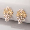 Vintage Big Flowers Leaf Stud Earrings - Image 3