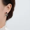 Vintage Black Heart Shape Drop Earrings - Image 2