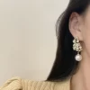 Vintage Dangle Champagne Diamond Earrings - Image 2