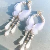 White Butterfly Dangle Earrings - Image 4