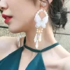 White Butterfly Dangle Earrings - Image 5