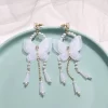 White Butterfly Dangle Earrings - Image 6