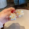 White Cubic Flower Ball Long Earrings - Image 4