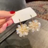 White Cubic Flower Ball Long Earrings - Image 5