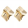 Gold Plated Square Curved Earrings - Image 2