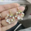 Bee and Light Gold Floral Earrings - Image 2