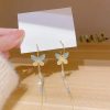 Butterfly Decor Rhinestone Tassel Drop Earrings - Image 3