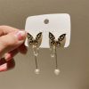 Butterfly With Pearls Drop Earrings - Image 3