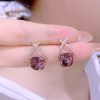 Cross Zircon Geometric Square Crystal Earrings - Image 2