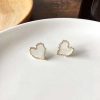 Cute White Heart Shaped Korean Earrings - Image 3