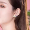 Daisy Flower Asymmetrical Korean Earrings - Image 2