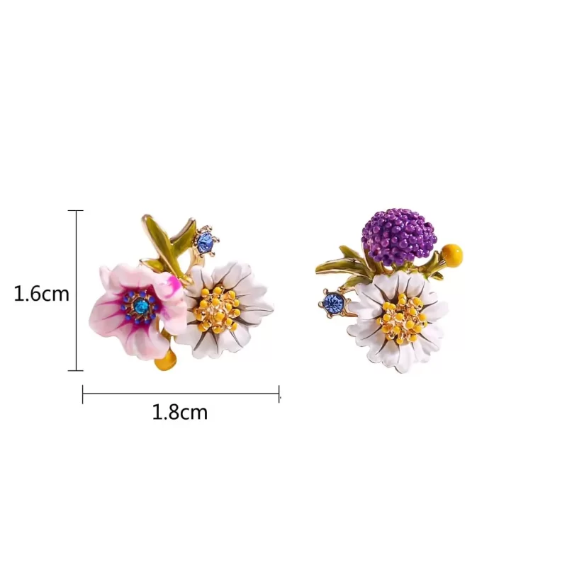 Daisy Flower Asymmetrical Korean Earrings - Image 6