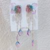 Elegant Blue Purple Flower Long Tassel Drop Earrings - Image 4