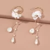 Flower Clustered Long Drop Earrings - Image 3