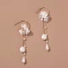 Flower Clustered Long Drop Earrings - Image 2