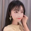 Flower Floral Cubic Zirconia Pearl Drop Stud Earrings - Image 2