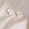 Flower Shape Pearl Stud Earrings - Image 3