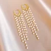 Gold Glamorous Dangle Embellished Earrings - Image 2
